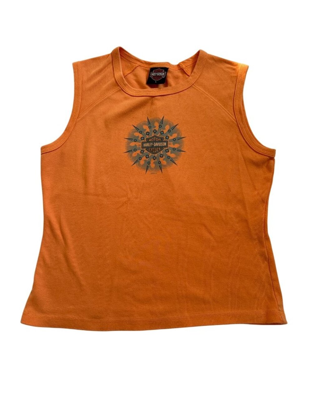Harley-Davidson Womens Orange Tank Top Sz L Fletcher's of Clearwater, FL